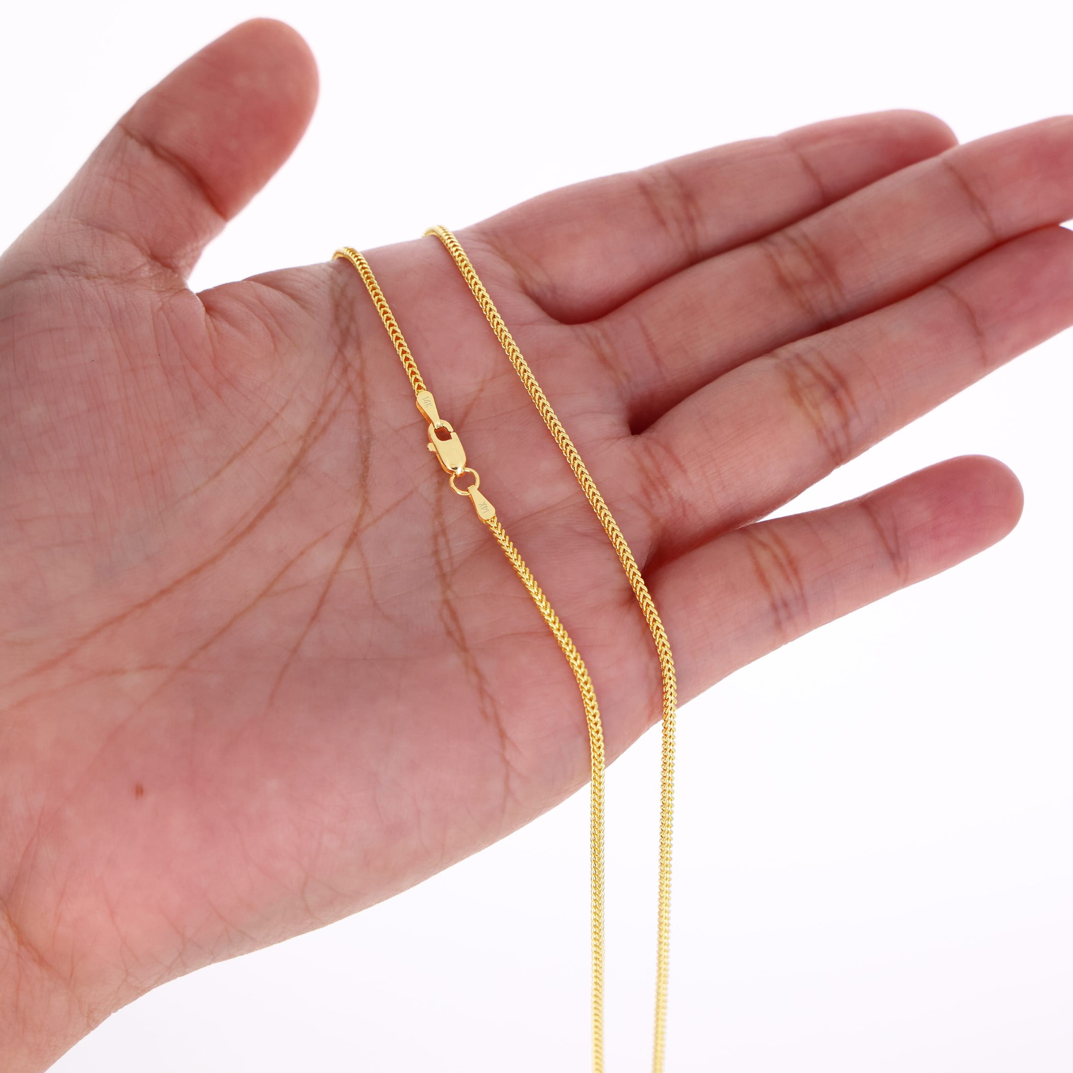 Nuragold 14K Real Yellow Gold Franco Square Chain Wheat Bracelet 7"-9" (1.5mm-5mm) Italian Jewelry for Men & Women