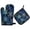 Blue-purple Snowflakes, variant on 2 PCS Oven Baking Gloves Set Heat Resistant Oven Mitt & Pot Holder Set Cooking Mitts Kitchen Home Supplies Christmas Design with Snowmen