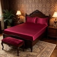 thumbnail image 4 of Queen Size Satin Sheets Set 4 Piece Bed Sheets For Hot Sleepers Deep Pocket Bedding Set For Mattress Up To 16 Inch Brushed Microfiber Bed Sheets L, 4 of 6