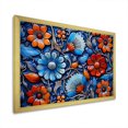 thumbnail image 2 of Designart "Mosaic of Floral Bohemian Blue and Orange Tiles II" Geometric Framed Wall Art Decor - Bohemian Blue Boho Mosaic Entryway Framed Wall Art Print, 2 of 6