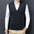 thumbnail image 5 of Product Classification Men's Sweater Vest - Buckle Design V-Neck Wool Collarless Autumn/Winter Layering, 5 of 5