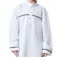 thumbnail image 5 of KAUOD Kids Muslim Midi Thobe Crew Neck Soft Pullover Abaya Robe with Pockets Button Front Plain Long Sleeve Thobe Clothes, 5 of 8