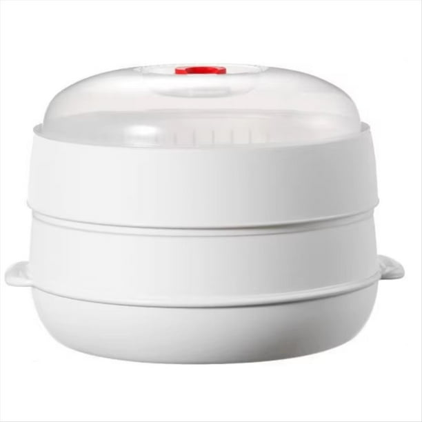Vaporera multifuncional para microondas con tapa transparente. Ollas de vapor para cocinar albóndigas, verduras, tocino y mariscos B