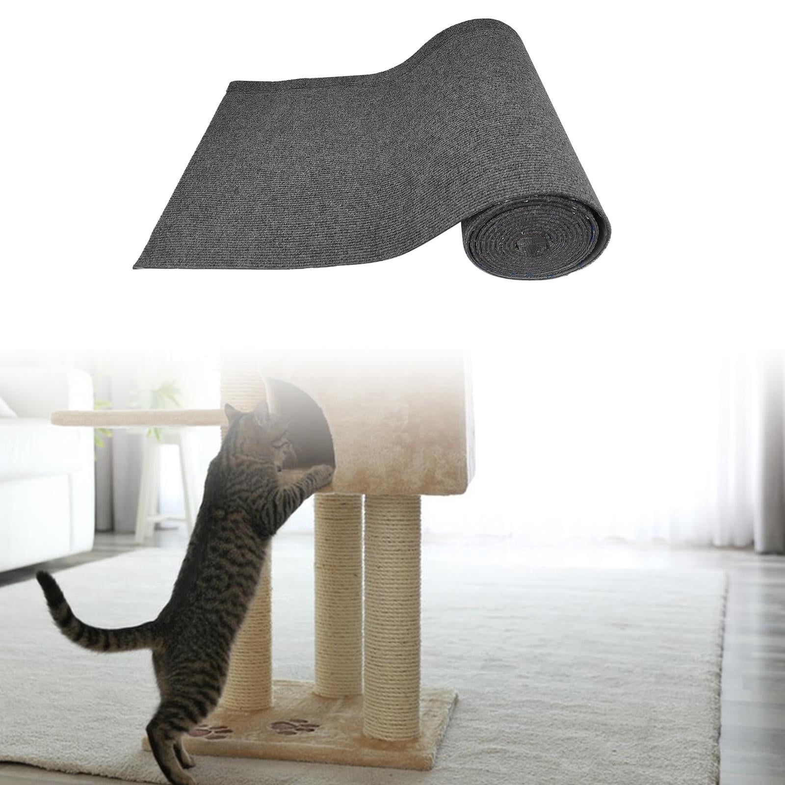 EHJRE Cuttable Scratching Mat for Cats, Self- Replacement Mat, 40 X 200 Cm, Cover for Scratching Post Shelves, Cat Carpet for Cat Scratching Post Dark Graay