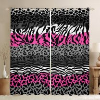 Castle Fairy Leopard Zebra Print Curtains Pack of 2 (42x84 Each) for Boys Girls,Abstract Stripes Curtains Blackout,Animal Print Bedroom Curtains,Luxury Bedroom Decor