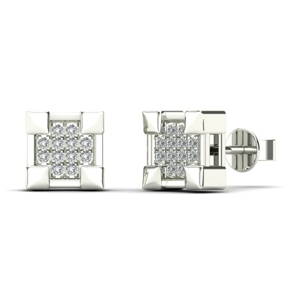 aaXia Men’s 14K White Gold Diamond Accent Claw Square Stud Earrings