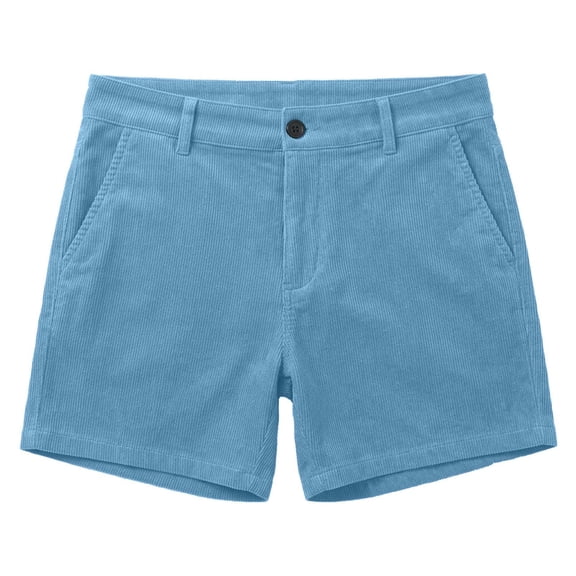 XIAONU Men's Solid Corduroy Shorts Button Fly Side Pockets Shorts