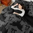 thumbnail image 4 of Erosebridal Castle Silhouette Bed Set,Ribbon Bow Bed Set,Black Gray Bedding Queen Size For Teenager,Lightweight Bedroom Decorative Reversible,7pcs, 4 of 6