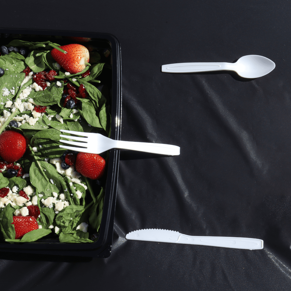 Great Value Disposable Compostable Biopolymer Cutlery, Residential Single Use, White, Set 24 Pack