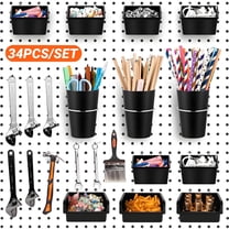 ENJOYWOOD 34 Piece Stainless Steel Pegboard Accessories and Hooks Set, Black
