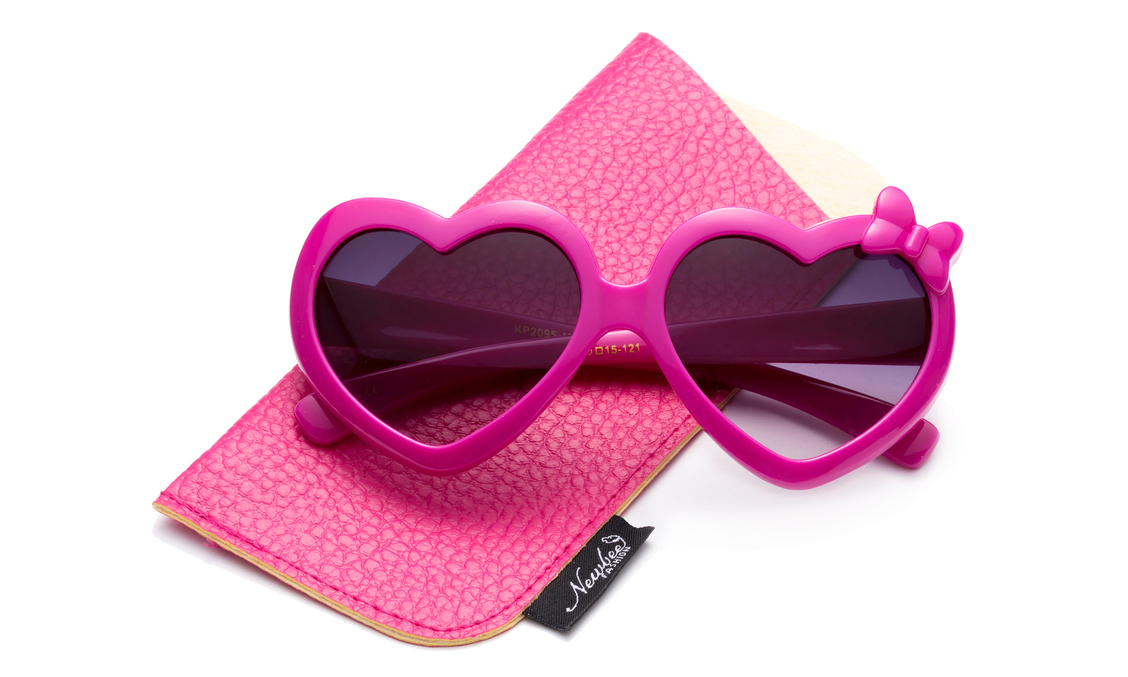 Newbee Fashion- Girls Heart Sunglasses with Bow Cute Heart Shaped Sunglasses for Girls Fashion Sunglasses UV Protection w/Carrying Pouch - image 2 of 3