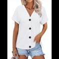 thumbnail image 1 of Camisetas Básicas de Verano con Cuello en V y Corta para Mujer XXL, 1 of 8