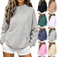 thumbnail image 6 of yardsong Women's Oversized Sweatshirts Color Block Turtleneck Pullover Tops Mock Neck Long Sleeve Loose Sweater Fall Fashion Outfit Purple,XL, 6 of 6