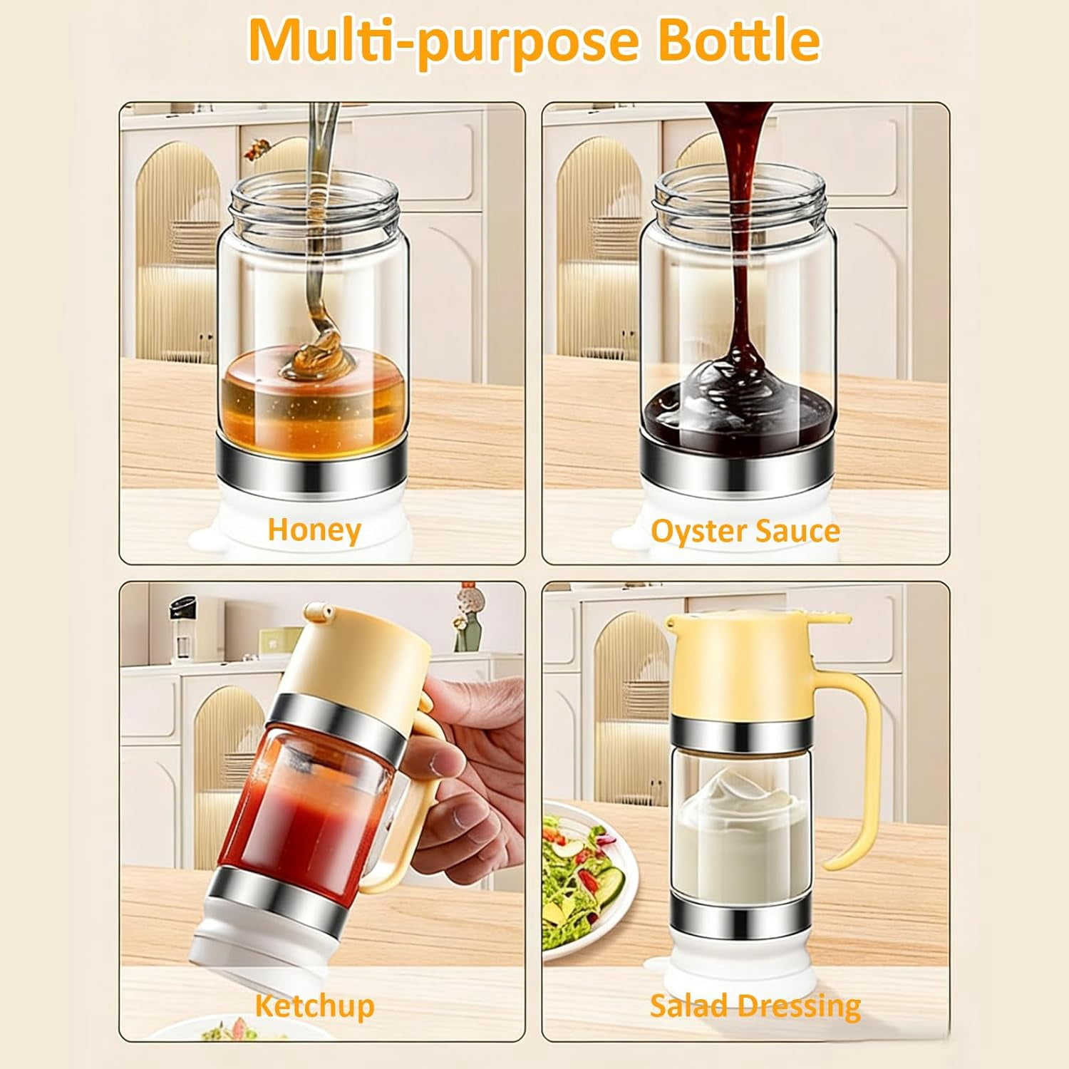 Honey Dispenser with Base, 12 OZ Glass Honey Jar No Drip, Pressure Valve Bottle for Syrup Jam, Black(XX)