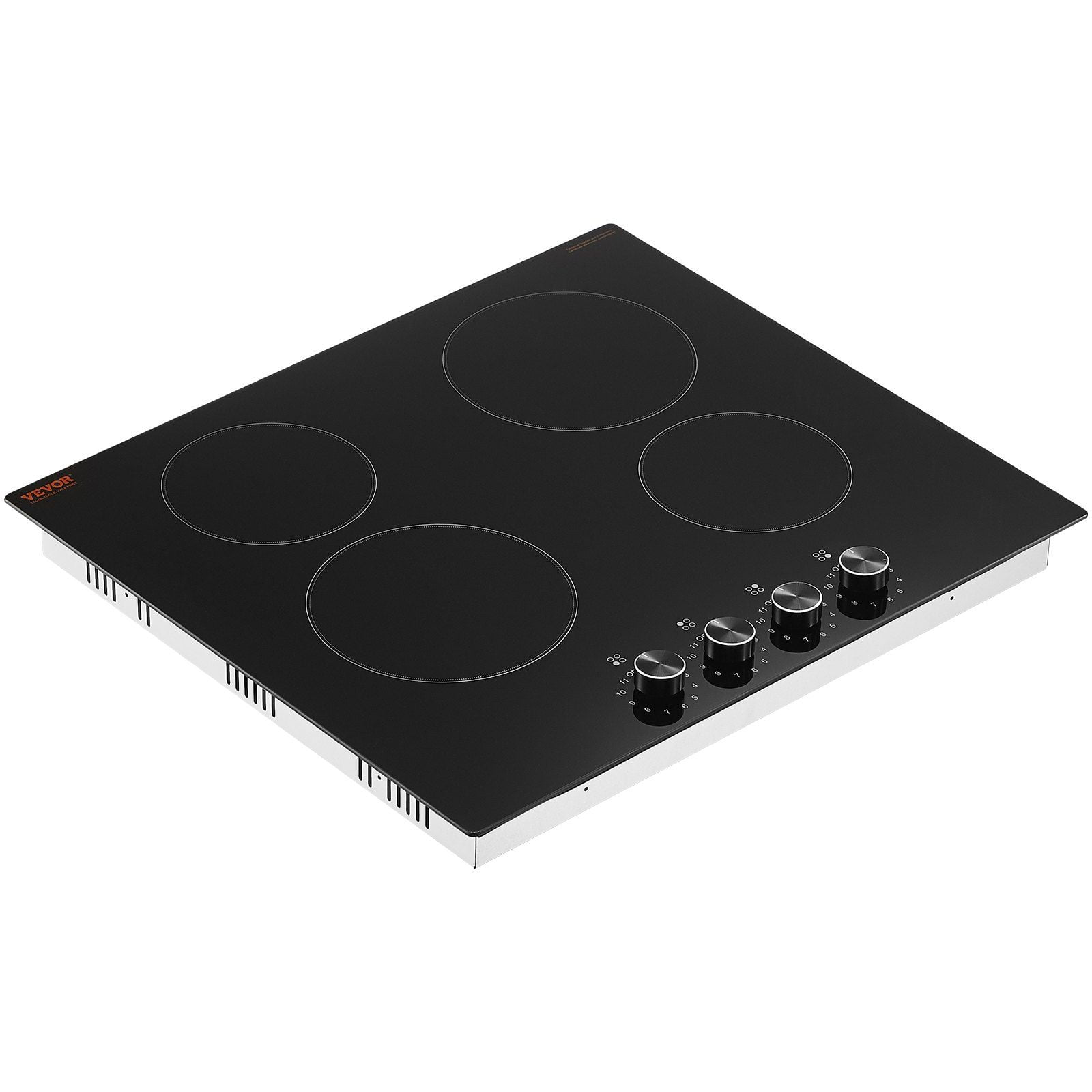 Empava 24" Built-in Electric Cooktop - 4 Burner Radiant Ceramic Glass Stove, 23.2x20.5 Inch, Fast Heating, Easy Clean, Black (230V) for Kitchen