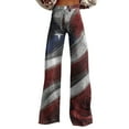 thumbnail image 2 of Bovemsi Women's Independence Day High Waist Wide Leg Pants - Elastic Palazzo Summer Sweatpants for Plus Size, Gray, L, 2 of 4