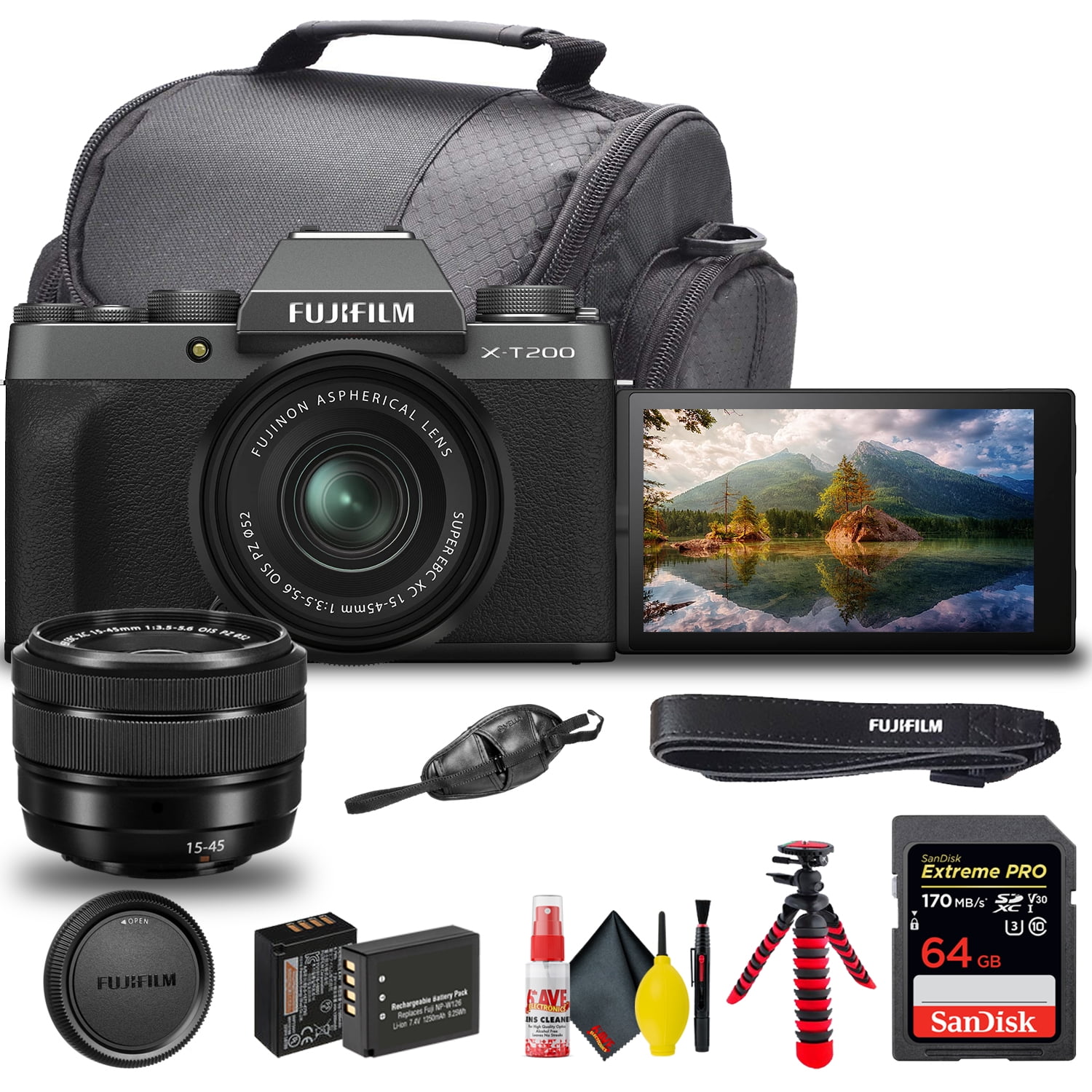 FUJIFILM XT200 Mirrorless Digital Camera with 1545mm Lens (Dark