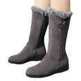 thumbnail image 3 of YLYL Women Snow Boots Suede Leather Warm Fur Lined Non-slip Winter Mid Calf Boots, 3 of 7