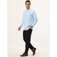 thumbnail image 4 of Camisa de vestir para hombre, manga larga, clásica, color sólido, ajustada, con botones Azul claro L Unique Bargains Camisa, 4 of 6