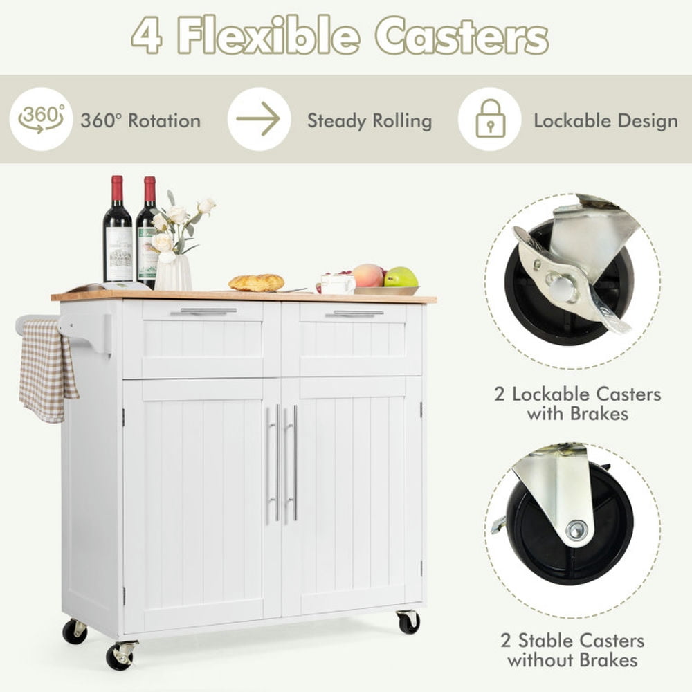 Finihen Rolling Cart, Kitchen Island Cart, Heavy Duty Rolling Kitchen Cart with Tower Holder and Drawer, for Kitchen, Dining Room, White Finihen Rolling Cart, Kitchen Island Cart, Heavy Duty Rolling Kitchen Cart with Tower Holder and Drawer, for Kitchen, Dining Room, White