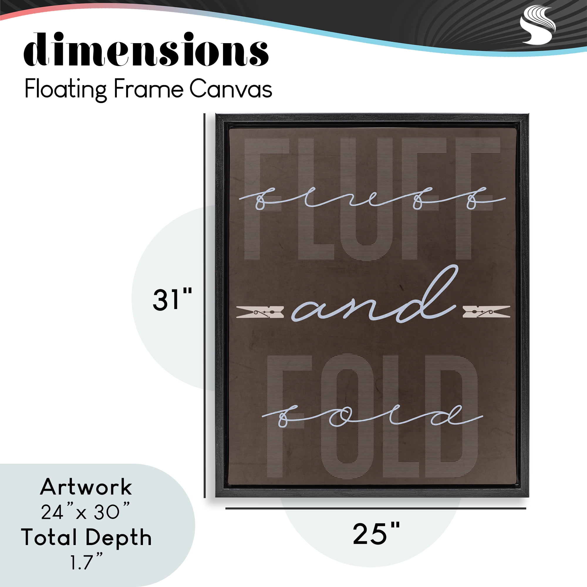 Fluff And Fold Brown Minimal Black Framed Floater Canvas Wall Art, design by Marcus Prime
