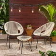 thumbnail image 3 of GDF Studio Carver Outdoor Wicker and Glass 3 Piece Chat Set, White and Black, 3 of 13
