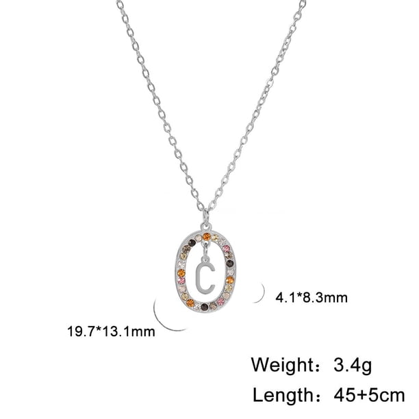 Skyrim Stainless Steel Colorful Zircon Initial Letter Necklace Women A-Z Alphabet Aesthetic Neck Chain Jewelry Mother Day GiftR&45-50cm Gao Jinjia LED