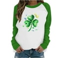 thumbnail image 4 of YueHuiYing Women St. Patrick's Day Sweatshirts Shamrock Clover Print Long Sleeve Shirts Casual Gift Pullover Tops, 4 of 5
