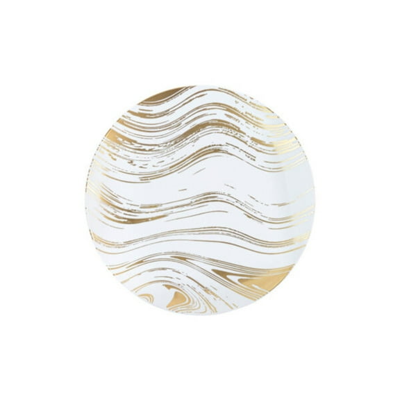 Curve Dinnerware 6" Plastic Gold / White Dessert Plates (120 Count )