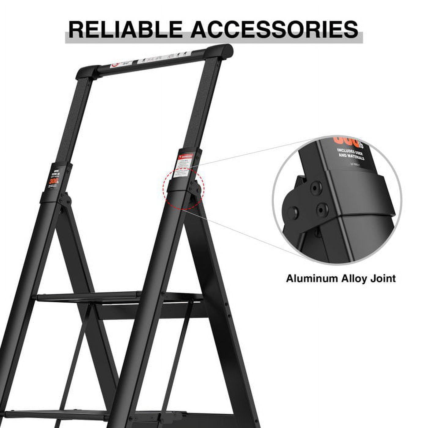 HESTINYSU 3-Step Steel Lightweight Folding Step Ladderr