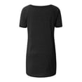 thumbnail image 4 of Camiseta casual con cuello en V superior para mujer, tela de verano suelta de lino y algodón, negro, 3XL Vogacara  AP001830-14, 4 of 7