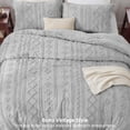 thumbnail image 6 of U by Bedsure Queen Tufted Boho Comforter Set, 3 Pieces Farmhouse Shabby Chic Embroidery Bedding Set, Soft Jacquard Gray Comforter for All Seasons, Oyster Mushroom, 6 of 10