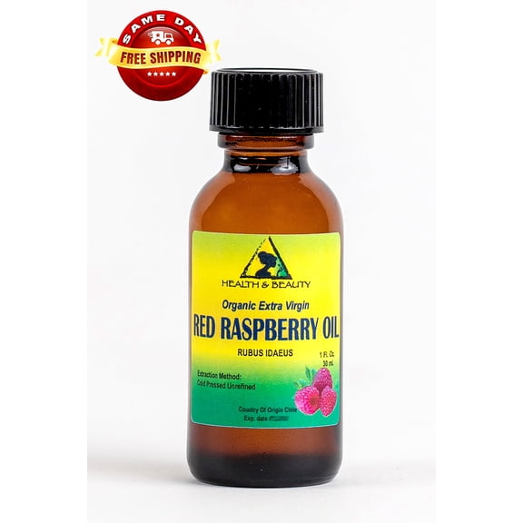 RED RASPBERRY SEED OIL UNREFINED ORGANIC COLD PRESSED PURE GLASS BOTTLE 1 OZ