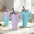 thumbnail image 5 of AQUAPHILE Insulated Tumbler with Leak-proof Lid, 40 oz Insulated Stainless Steel Coffee Mug with Handle, Travel Coffee Mug，Light Blue, 5 of 8