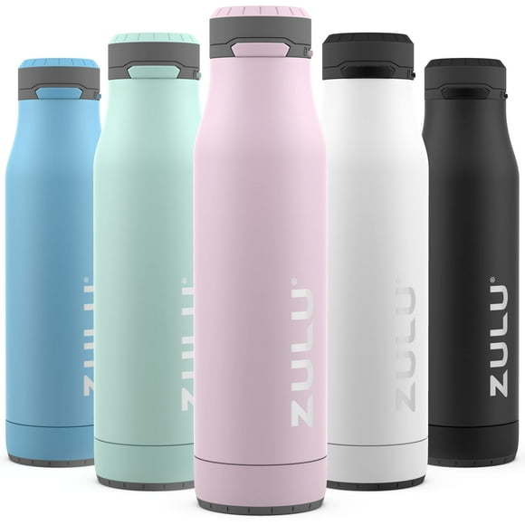 ZULU Ace Vacuum Insulated Stainless Steel Water Bottle with Removable Base - Leak Proof Lid - Antimicrobial Spout, 24 oz, Pink Cashmere