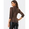 thumbnail image 4 of Blusa Top Metálico de Rayas Brillantes Allegra K Manga 3/4 Naranja M, 4 of 5