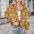 thumbnail image 3 of Jackets for Women Winter Coat Jackets Flannel Stand Collar Jacket(Vinatge Brick Wall Pattern,Size:S-4XL), 3 of 7