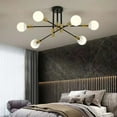 thumbnail image 5 of Neoglint 6-Lights Modern Mid Century Sputnik Chandelier, Semi Flush Mount Ceiling Light Fixture for Living Room Dining Room Kitchen Chandelier (Black Gold), 5 of 9
