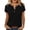 Black, variant on Ziynglg T-Shirts for Women Notch Neck Short Sleeve Tops Summer Casual Loose Tops Solid Color Work Office Tops