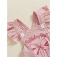 thumbnail image 6 of Toddler Baby Girl First Birthday Romper 6 12 18 24 Months 2T 3T Letter Bow Embroidery Ruffled Flying Sleeve Infant Jumpsuit for Summer, 6 of 9