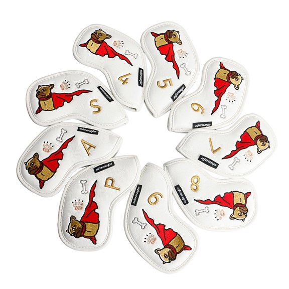 9x Golf Iron Headcover Club Head Cover 4-9 P A S Head Protector Outdoor Sports Waterproof Sticky Gift for Golfers Golf Club Covers Head Wrap White