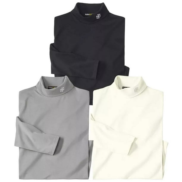 Atlas For Men - Jersey para Hombre - Pack de 3 (Negro, Gris, Crudo)