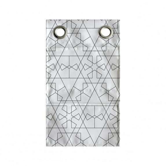 Geometric Hanging Pocket Organizer, Continuous Pattern with Abstract Concave Shapes and Triangles Print, Printed Polyester Storage Bag with Pockets, 9" x 27", Charcoal Grey and White