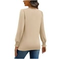 thumbnail image 5 of SYMOID Womens Beige Square Neck Puff Sleeve Top - Polyester Spandex, Soft Stretchy Relaxed Fit, Everyday Casual Office Wear, S/M/L/XL/XXL,Size S, 5 of 5
