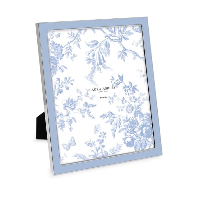 Marco de fotos Laura Ashley, 8 x 10 cm, esmalte azul, borde plateado