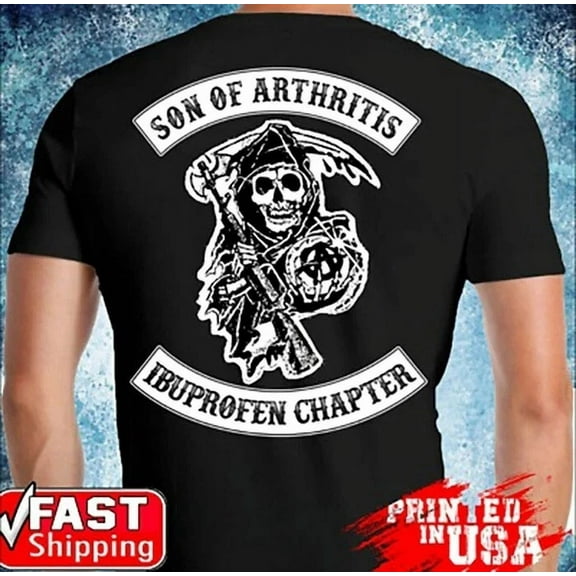 Motorcycle Biker Men Backside Skull Son Of Arthritis Black T-Shirt For Men Unisex S-5XL Hot Trending Shirt, Vintage Birthday Gift