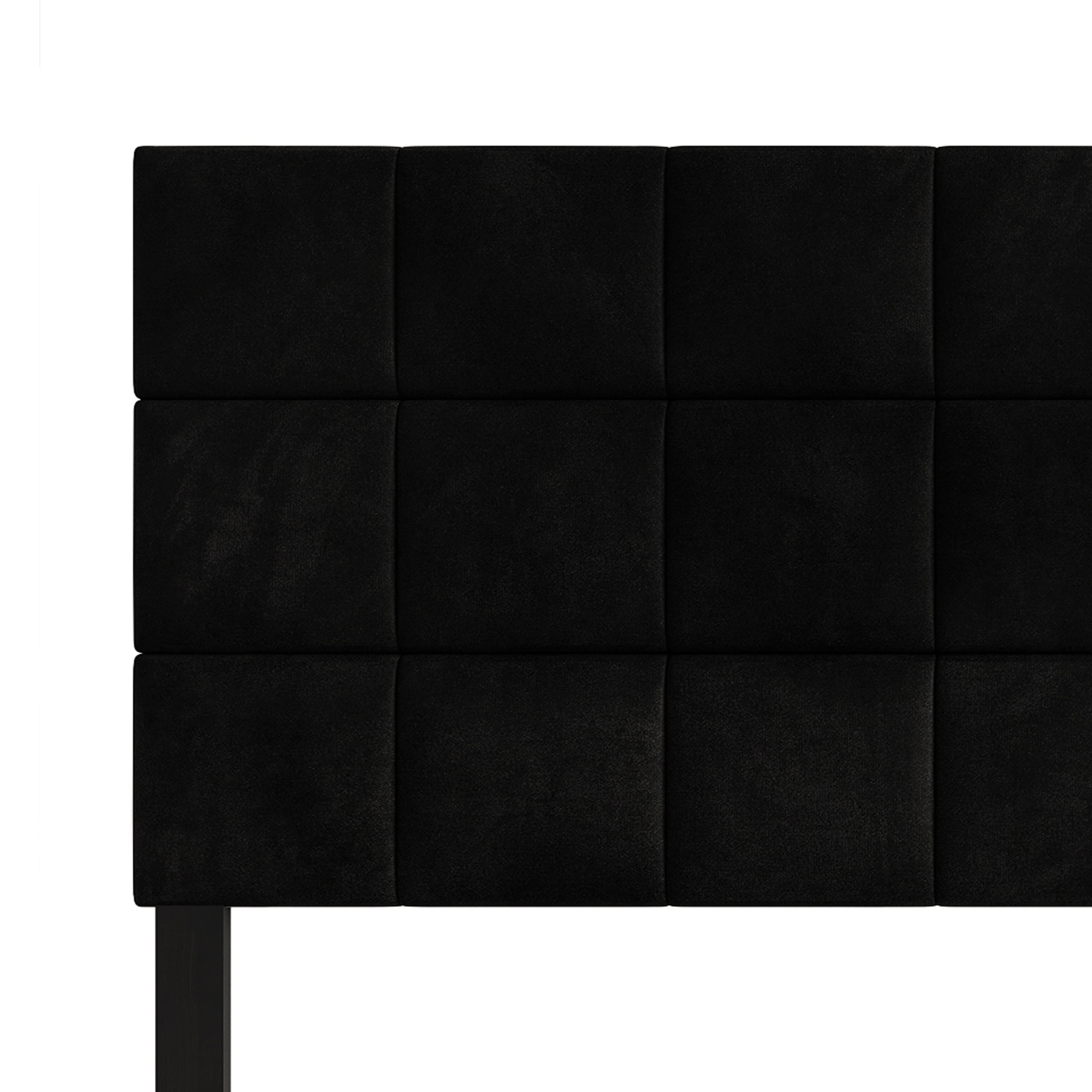 Castle Place Classic Sqaure Tufted Velvet Upholstered Full Headboard, Black