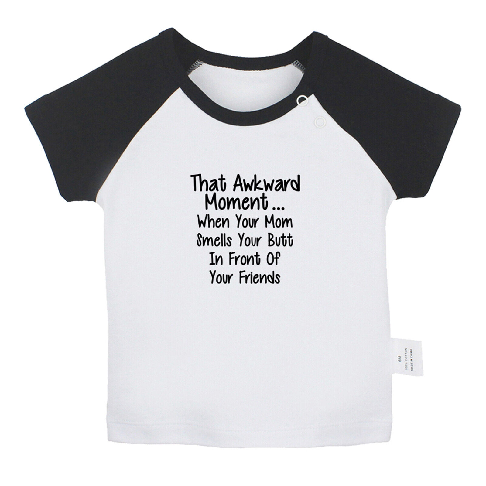 That Awkward Moment Funny T shirt For Baby, Newborn Babies T-shirts, Infant  Tops, 0-24M Kids Graphic Tees Clothing (Short Black Raglan T-shirt, 0-6  Months) 