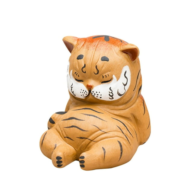 Figurine d'Animal de Compagnie Tigre Assis en Argile Mini Thé Décoration de Table