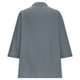 thumbnail image 6 of ClodeEU Women's 3/4 Sleeve Button-Down Shirt,Solid Color V-Neck T-Shirt,Loose Fit Summer Top Light Blue,Womens Plus S, 6 of 7